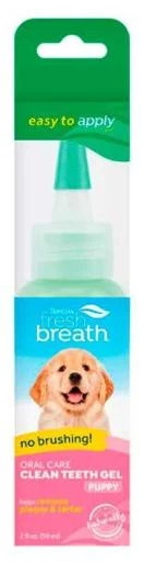 TropiClean Fresh Breath Dental Gel For Puppies.