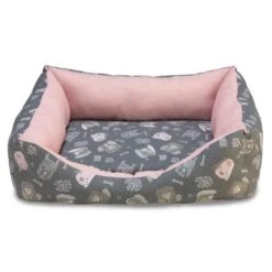 Arquivet Dogs Square Bed In Pink And Gray