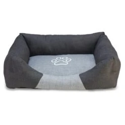 Arquivet Black And Grey Square Dog Bed With Footprint