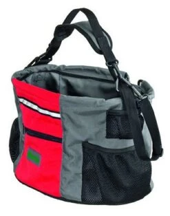 Flamingo Bicycle Basket Nylon Doggy Travel Junior Nylon, Gray / Red 38x28x27cm